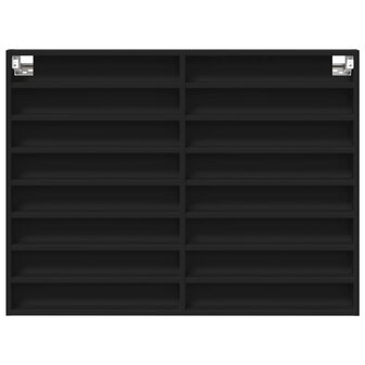 Vitrinekast 100x8,5x75 cm bewerkt hout zwart 4
