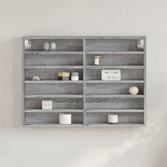 Vitrinekast 80x8,5x58 cm bewerkt hout grijs sonoma eikenkleur 1