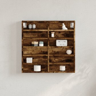 Vitrinekast 60x8,5x58 cm bewerkt hout gerookt eikenkleurig 1