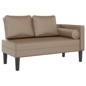 Chaise longue met kussens kunstleer cappuccino 2