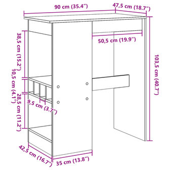 Bartafel met rekken 90x47,5x103,5 cm bewerkt hout bruin eiken 9