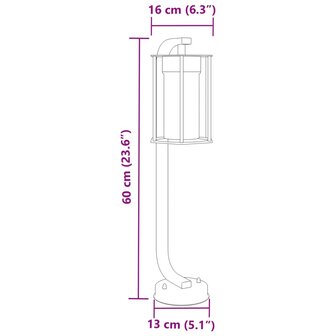 Vloerlamp voor buiten 3 st 60 cm roestvrij staal zwart 7