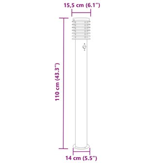Buitenvloerlampen 3 st met sensors 110 cm roestvrijstaal zilver 7