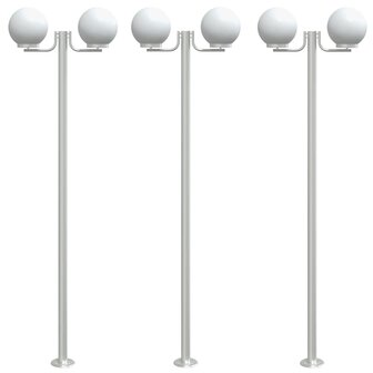 Buitenvloerlampen 3 st 215 cm roestvrij staal zilverkleurig 2