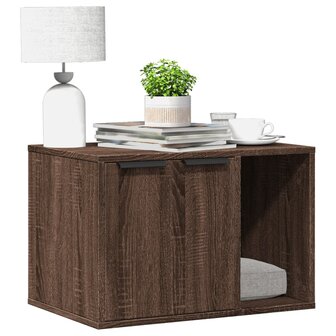 Kattenbakkast 60x40x40 cm bewerkt hout bruin eikenkleurig 1