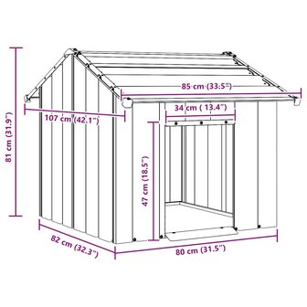 Hondenhok met dak 85x107x81 cm gegalvaniseerd staal 7