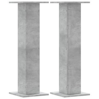 Speakerstandaards 2 st 30x30x95 cm bewerkt hout betongrijs 2