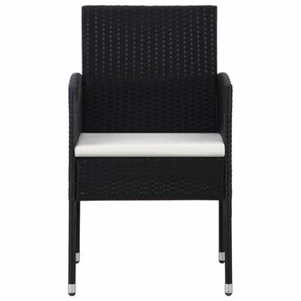 Tuinstoelen 2 st met witte kussens poly rattan zwart 3