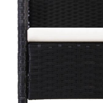 Tuinstoelen 2 st met witte kussens poly rattan zwart 6