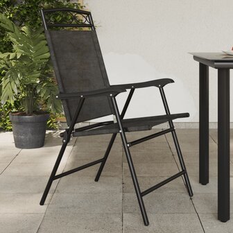 Tuinstoelen 2 st inklapbaar staal en textileen gem&ecirc;leerd grijs 1