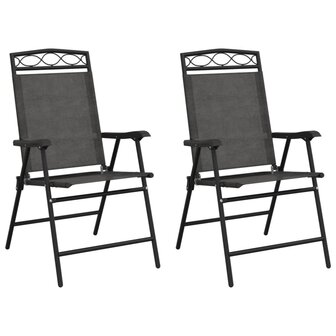 Tuinstoelen 2 st inklapbaar staal en textileen gem&ecirc;leerd grijs 2