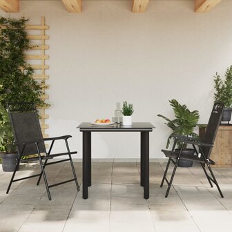 Tuinstoelen 2 st inklapbaar staal en textileen gem&ecirc;leerd grijs 3