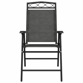 Tuinstoelen 2 st inklapbaar staal en textileen gem&ecirc;leerd grijs 5