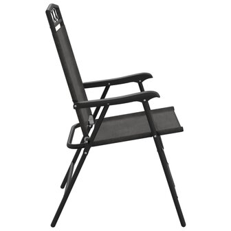 Tuinstoelen 2 st inklapbaar staal en textileen gem&ecirc;leerd grijs 6