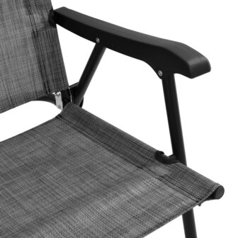 Tuinstoelen 2 st inklapbaar staal en textileen gem&ecirc;leerd grijs 9