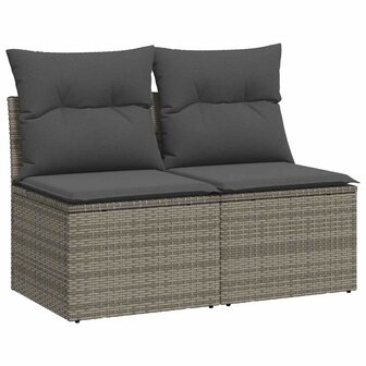 2-delige Loungeset met kussens poly rattan acacia grijs 2