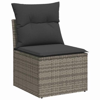 2-delige Loungeset met kussens poly rattan acacia grijs 4