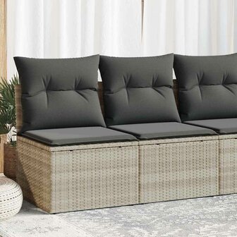 2-delige Loungeset met kussens poly rattan acacia lichtgrijs 1