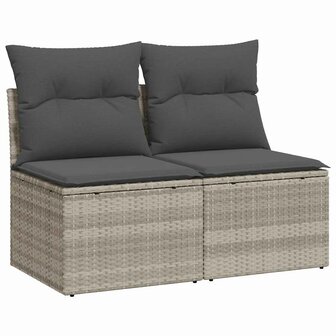 2-delige Loungeset met kussens poly rattan acacia lichtgrijs 2