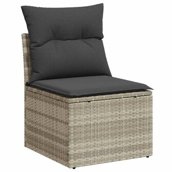 2-delige Loungeset met kussens poly rattan acacia lichtgrijs 4
