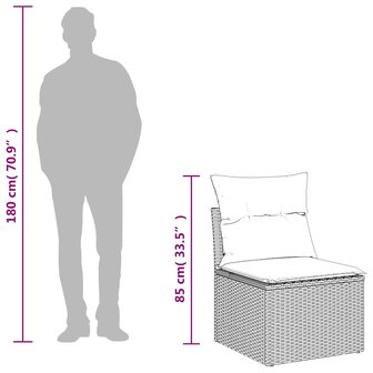 2-delige Loungeset met kussens poly rattan acacia lichtgrijs 8