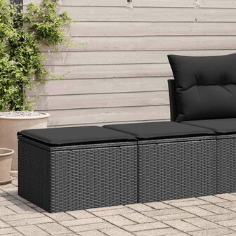2-delige Loungeset met kussens poly rattan acacia zwart 1