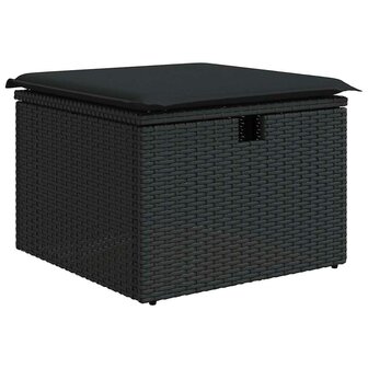 2-delige Loungeset met kussens poly rattan acacia zwart 4