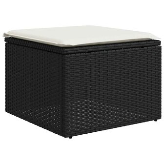 2-delige Loungeset met kussens poly rattan acacia zwart 4