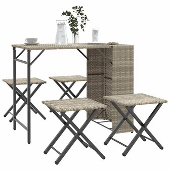 5-delige Tuinset inklapbaar poly rattan lichtgrijs  1