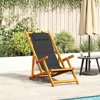 Strandstoel inklapbaar met armleuningen acaciahout en textileen 1