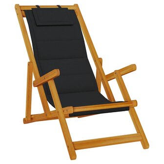 Strandstoel inklapbaar met armleuningen acaciahout en textileen 2