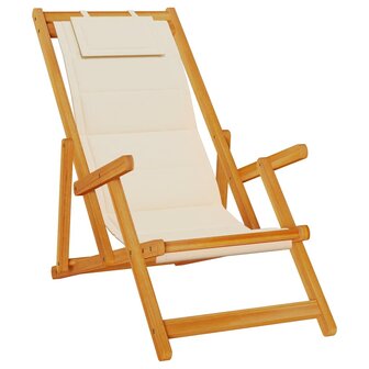 Strandstoel inklapbaar met armleuningen acaciahout en textileen 2