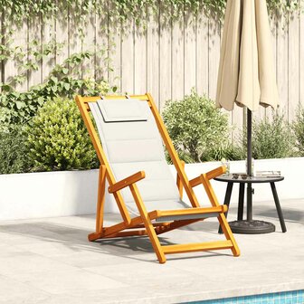 Strandstoel inklapbaar met armleuningen acaciahout en textileen 1