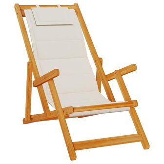 Strandstoel inklapbaar met armleuningen acaciahout en textileen 2