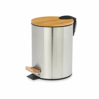 Pedaalemmer Berilo B0353S-3L Bruin Zilverkleurig Bamboe Roestvrij staal 3 L (6 Stuks) 2