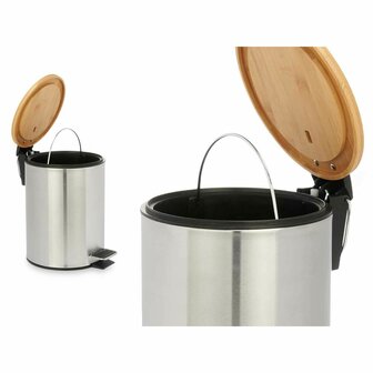 Pedaalemmer Berilo B0353S-3L Bruin Zilverkleurig Bamboe Roestvrij staal 3 L (6 Stuks) 3
