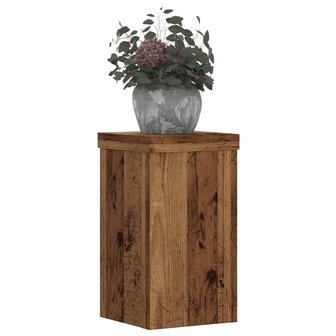 Plantenstandaards 2 st 10x10x18 cm bewerkt hout oud houtkleurig 3