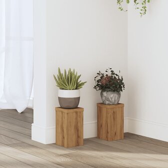 Plantenstandaards 2 st 10x10x18 cm hout artisanaal eiken 1