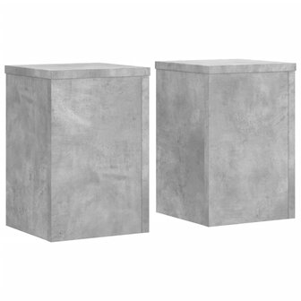 Plantenstandaards 2 st 25x25x35 cm bewerkt hout betongrijs 2
