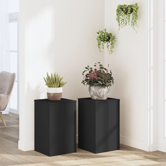 Plantenstandaards 2 st 30x30x50 cm bewerkt hout zwart 1