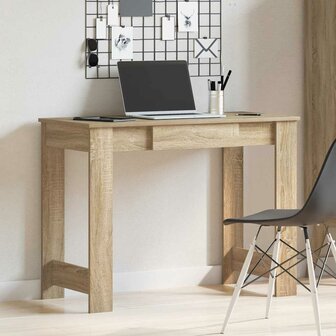 Bureau 100x45x75 cm bewerkt hout sonoma eikenkleurig 3
