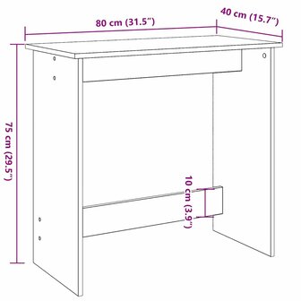 Bureau 80x40x75 cm bewerkt hout gerookt eikenkleurig 9