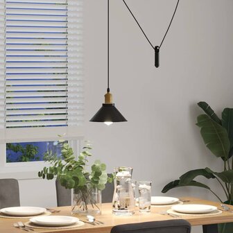 Hanglamp in hoogte verstelbaar E27 &Oslash;22 cm metaal glanzend zwart 4