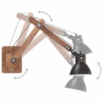Wandlamp industrieel rond E27 zwart 3