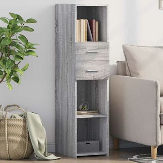 Hoge kast 30x42,5x124 cm bewerkt hout grijs sonoma eikenkleur 1