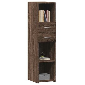 Hoge kast 30x42,5x124 cm bewerkt hout bruin eikenkleurig 3