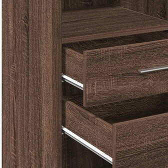 Hoge kast 30x42,5x124 cm bewerkt hout bruin eikenkleurig 8