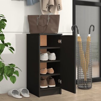 Schoenenkast 30x35x70 cm bewerkt hout zwart 3