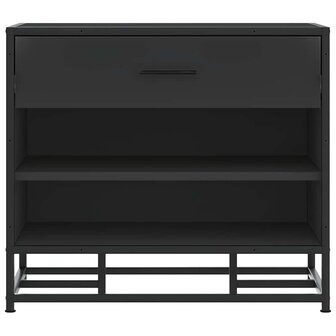 Schoenenbank 60x40x53,5 cm bewerkt hout en metaal zwart 4
