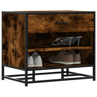 Schoenenbank 60x40x53,5 cm bewerkt hout en metaal gerookt eiken 1